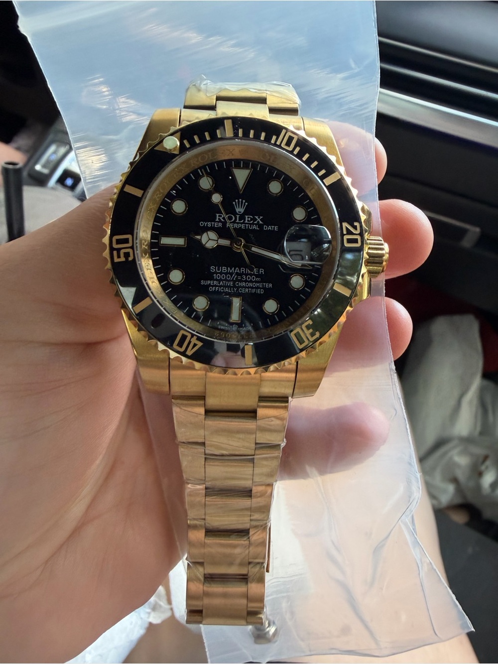 Men's Gold Tone Black Dial Watch